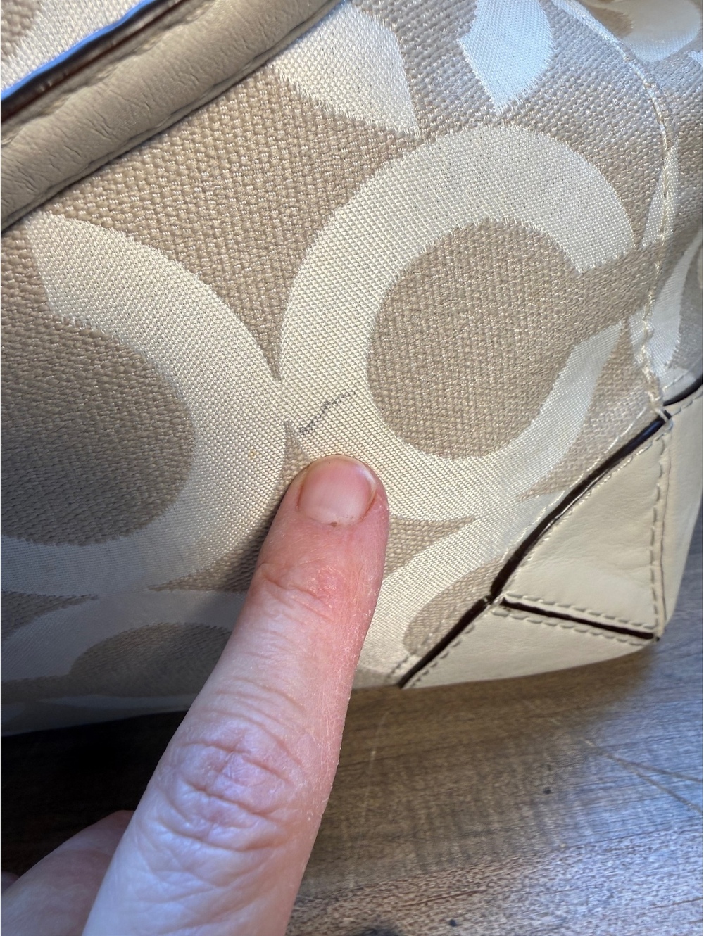 Coach Peyton Signature Op Art Shoulder Bag Cream Brown Leather (hbp1/cp22) - Picture 10 of 12